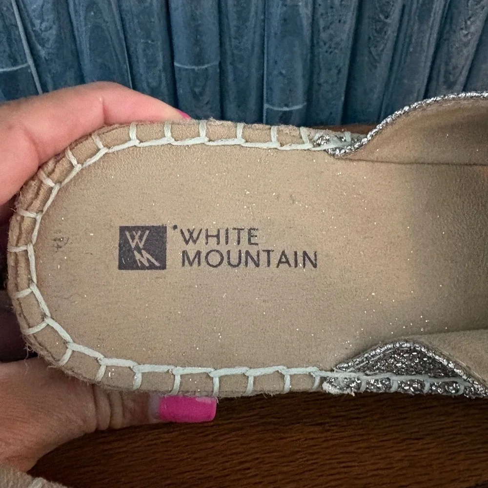 White Mountain Beachball Gold Metallic Espadrille Wedge Sandals Womens 8.5M